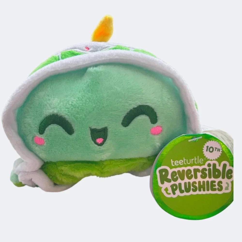 Reversible Green Turtle Plushie Angry/Happy 5 inch Sensory Fidget